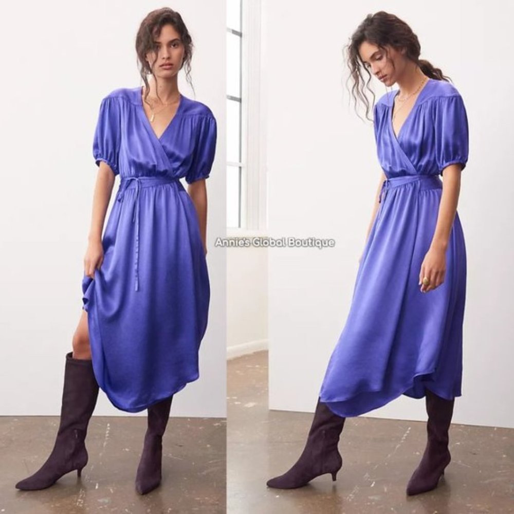 RARE NWT ANTHROPOLOGIE Katrina Wrap Midi Dress - Picture 2 of 4